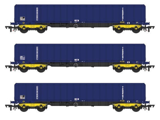 Set of 3 JXA Bogie Scrap Wagons TIPH Blue As Converted 1995 No.3012/3042/3051 - Weathered