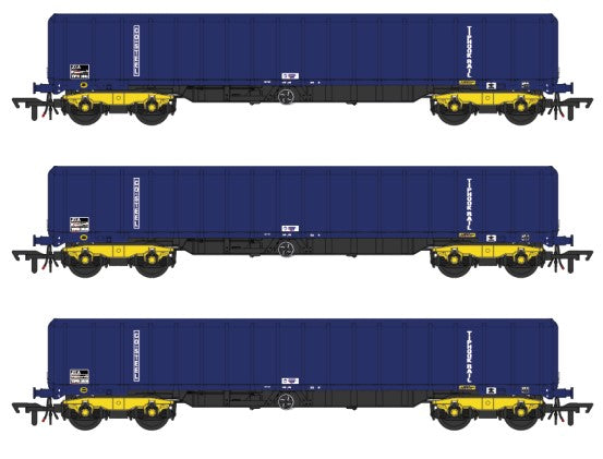 Set of 3 JXA Bogie Scrap Wagons TIPH Blue Post 1998 Black & White Data Panels & OHLW Sticker No.3018/3020/3050 - Weathered