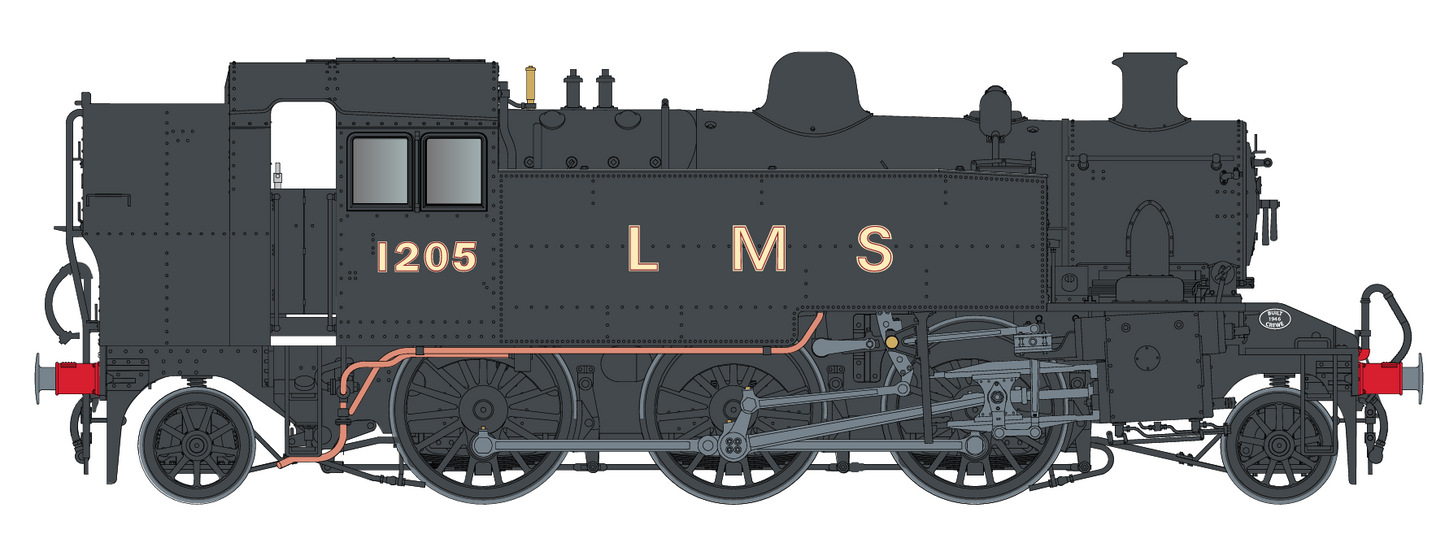 Ivatt Class 2 2-6-2T 1205 LMS Plain Black Steam Locomotive