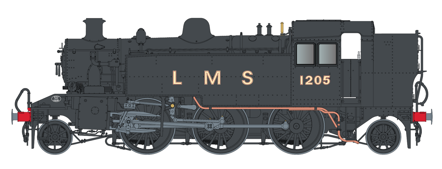Ivatt Class 2 2-6-2T 1205 LMS Plain Black Steam Locomotive