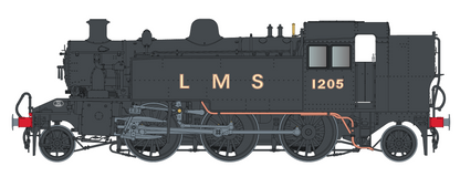 Ivatt Class 2 2-6-2T 1205 LMS Plain Black Steam Locomotive
