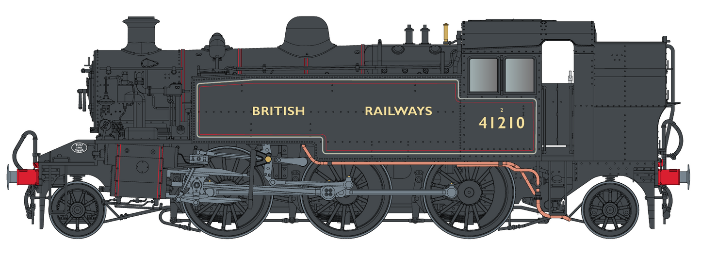 Ivatt Class 2 2-6-2T British Railways Lined Black Push Pull Unnumbered Steam Locomotive