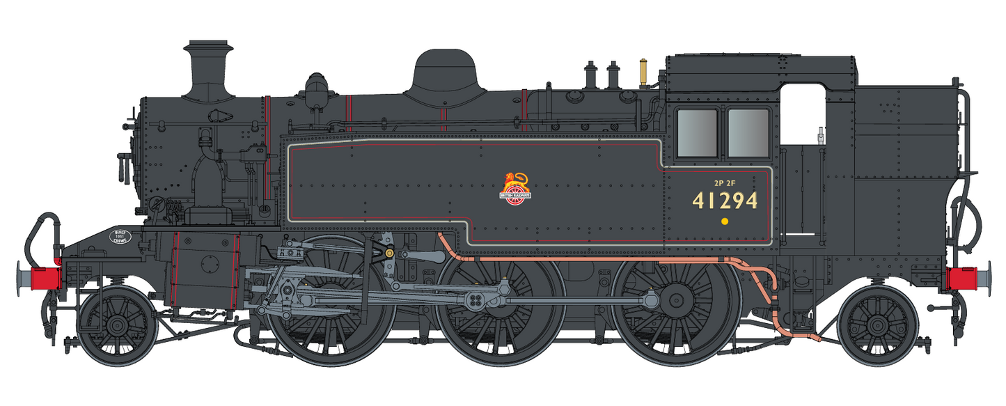 Ivatt Class 2 2-6-2T 41294 BR Lined Black Early Crest Steam Locomotive - DCC Sound