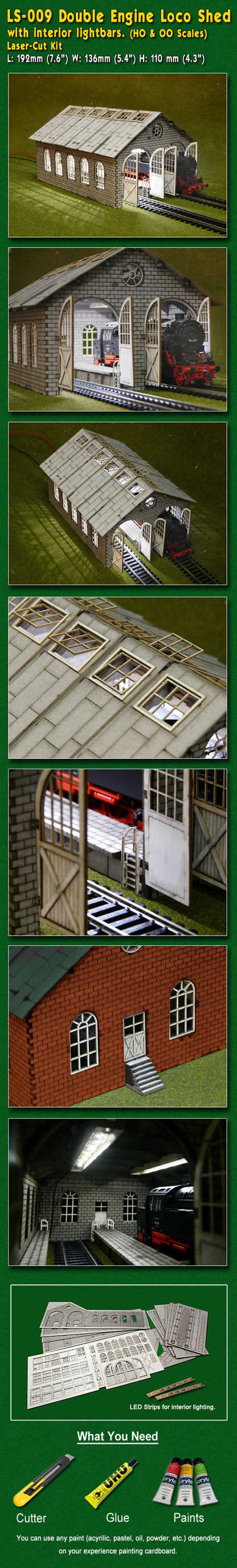 Double Engine Loco Shed Laser-Cut Kit HO-OO