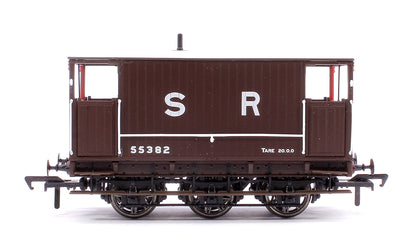 Pre-Owned SECR 6 Wheel Brake Van No. 55382, SR brown with red ends (large lettering)