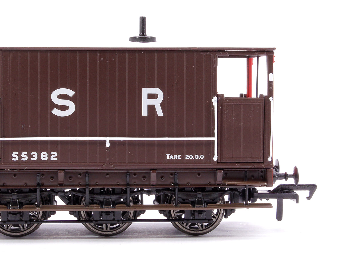 Pre-Owned SECR 6 Wheel Brake Van No. 55382, SR brown with red ends (large lettering)