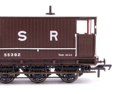 Pre-Owned SECR 6 Wheel Brake Van No. 55382, SR brown with red ends (large lettering)