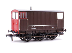 SECR 6 Wheel Brake Van No. 55384, SR brown with red ends (small lettering)