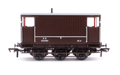 SECR 6 Wheel Brake Van No. 55384, SR brown with red ends (small lettering)