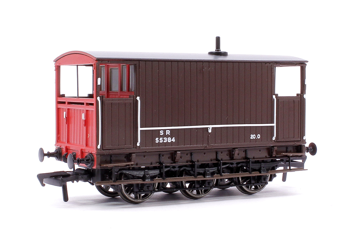 SECR 6 Wheel Brake Van No. 55384, SR brown with red ends (small lettering)