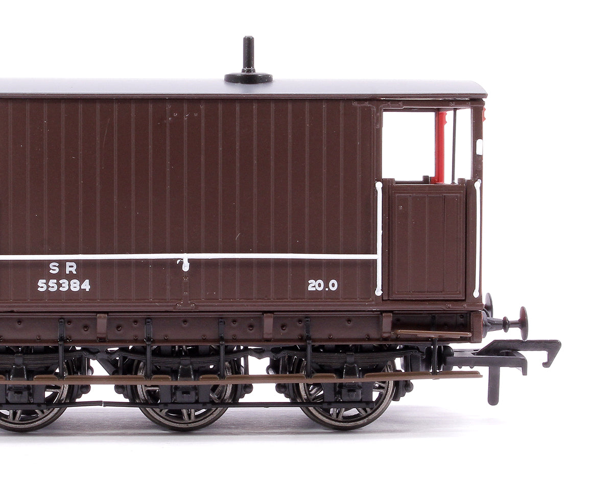 SECR 6 Wheel Brake Van No. 55384, SR brown with red ends (small lettering)