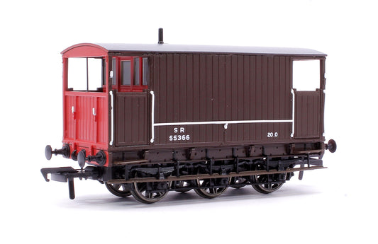 SECR 6 Wheel Brake Van No. 55366, SR brown with red ends (small lettering)