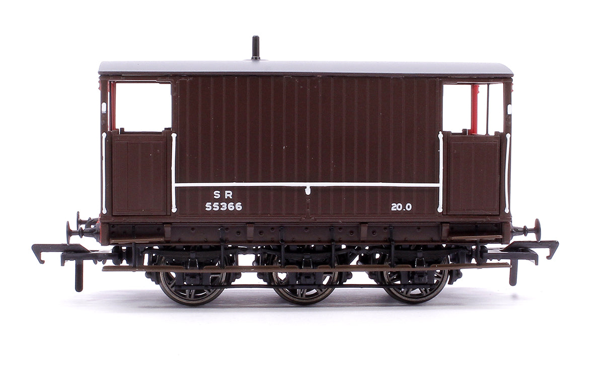 SECR 6 Wheel Brake Van No. 55366, SR brown with red ends (small lettering)