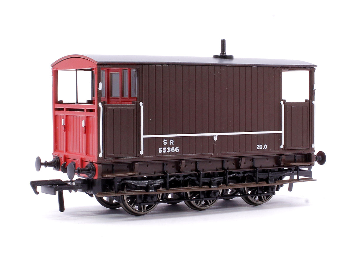 SECR 6 Wheel Brake Van No. 55366, SR brown with red ends (small lettering)