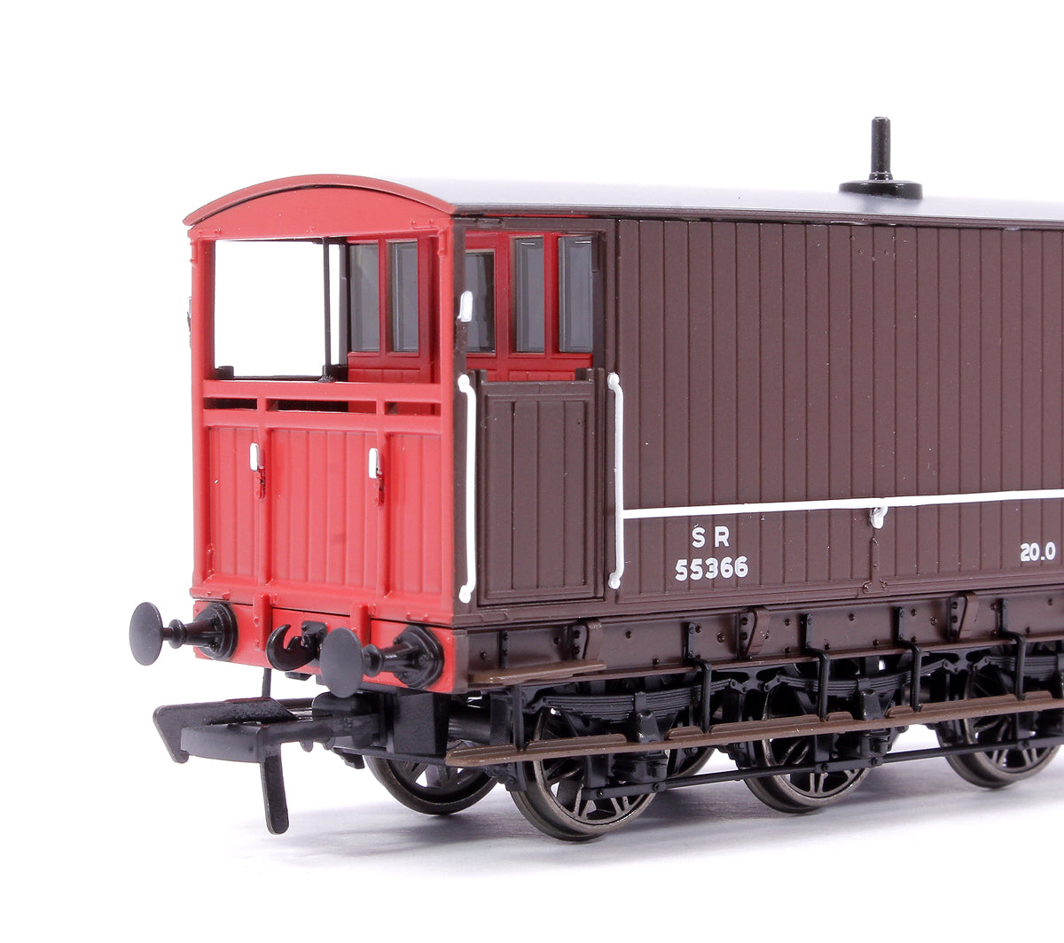 SECR 6 Wheel Brake Van No. 55366, SR brown with red ends (small lettering)