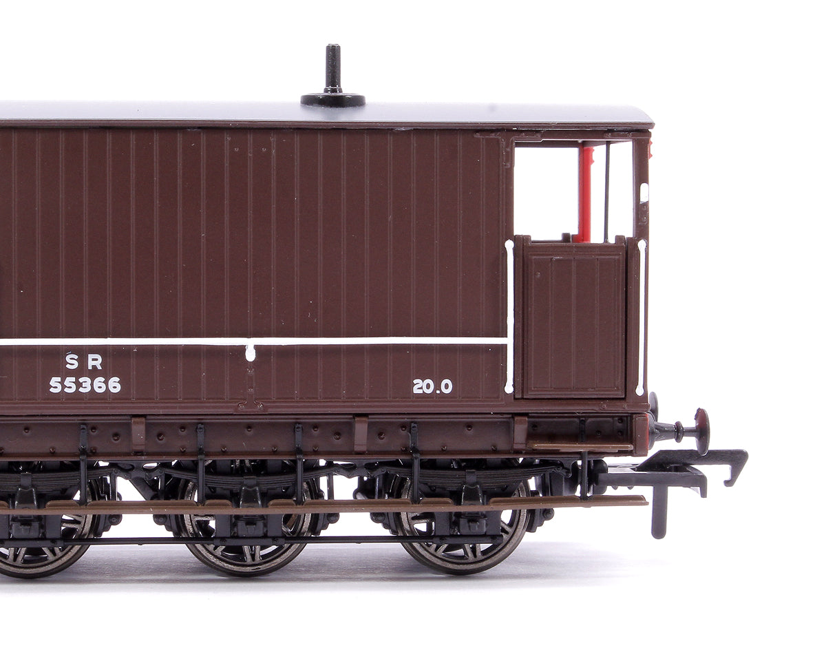 SECR 6 Wheel Brake Van No. 55366, SR brown with red ends (small lettering)