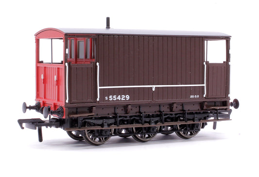 SECR 6 Wheel Brake Van No. S55429, SR brown with red ends (BR lettering)