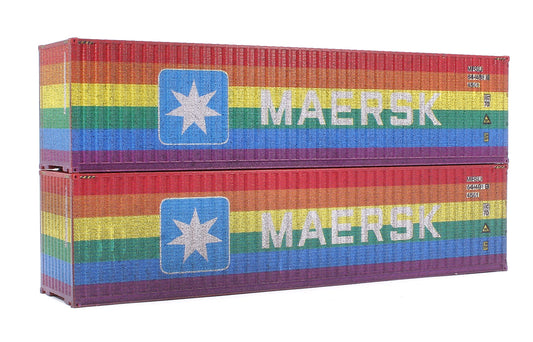 Maersk Rainbow 40ft High Cube Container Twin Pack - Weathered