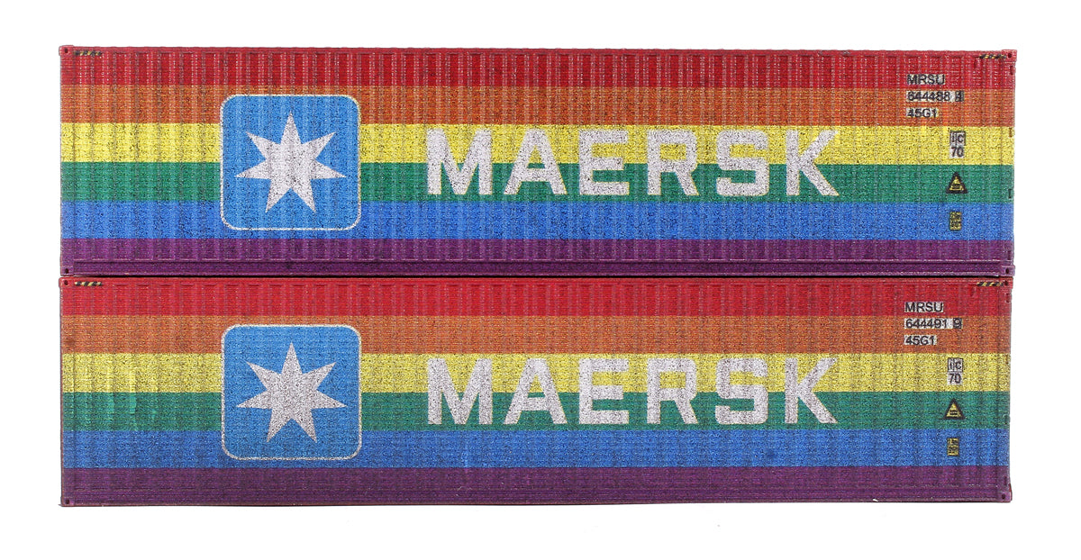 Maersk Rainbow 40ft High Cube Container Twin Pack - Weathered