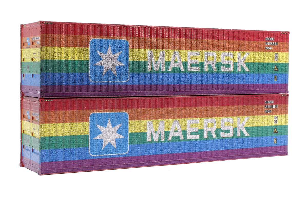 Maersk Rainbow 40ft High Cube Container Twin Pack - Weathered