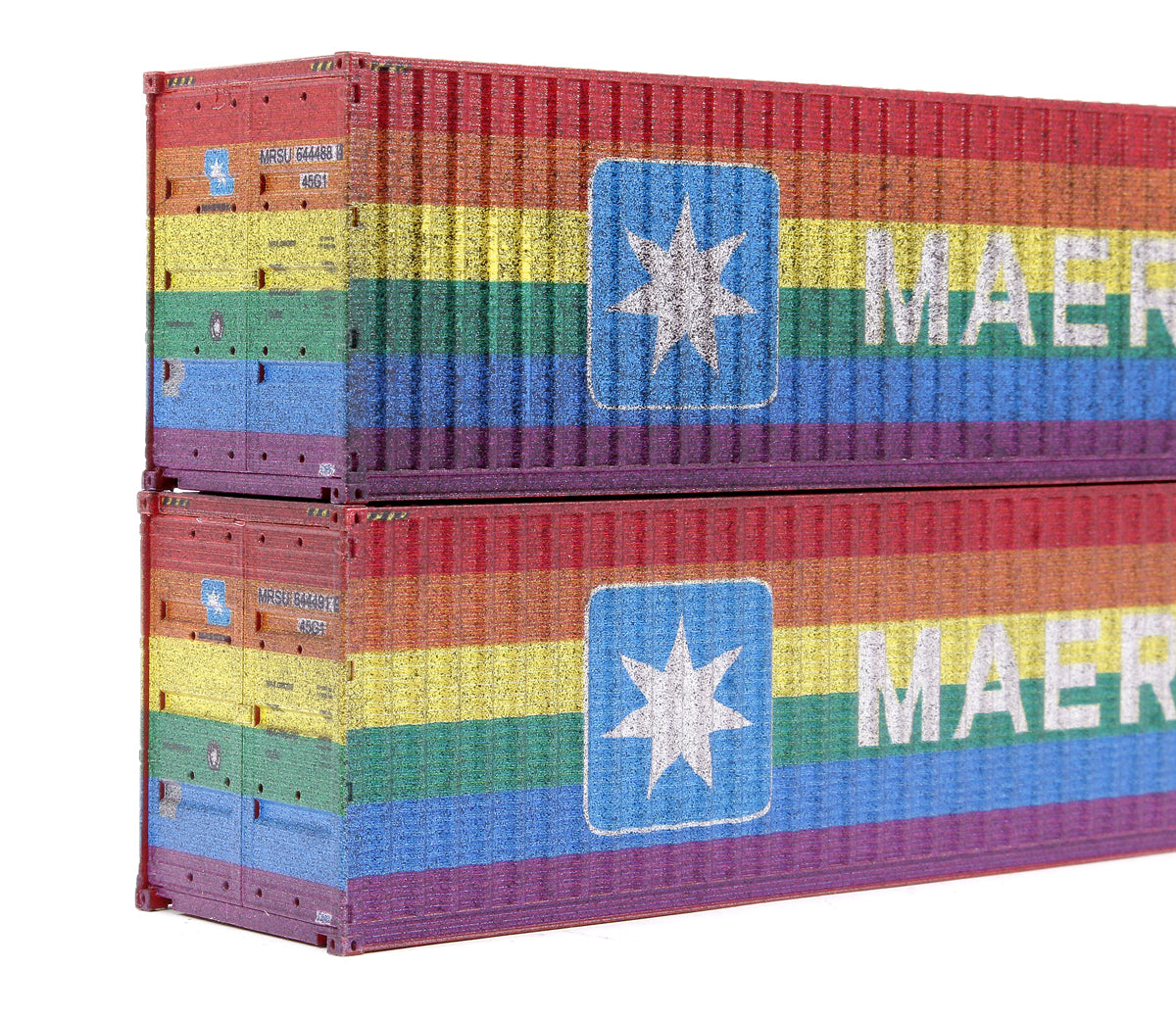 Maersk Rainbow 40ft High Cube Container Twin Pack - Weathered