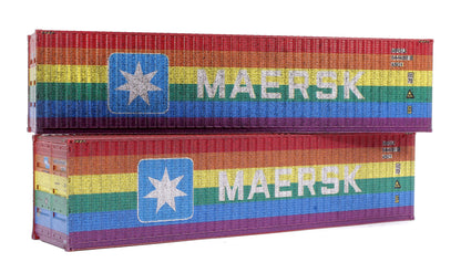 Maersk Rainbow 40ft High Cube Container Twin Pack - Weathered