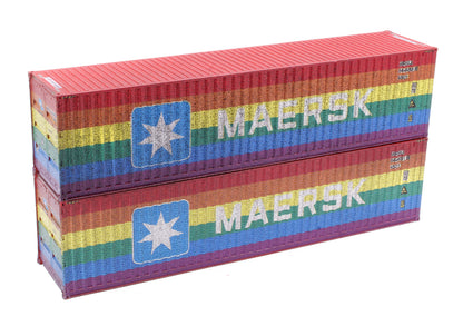 Maersk Rainbow 40ft High Cube Container Twin Pack - Weathered