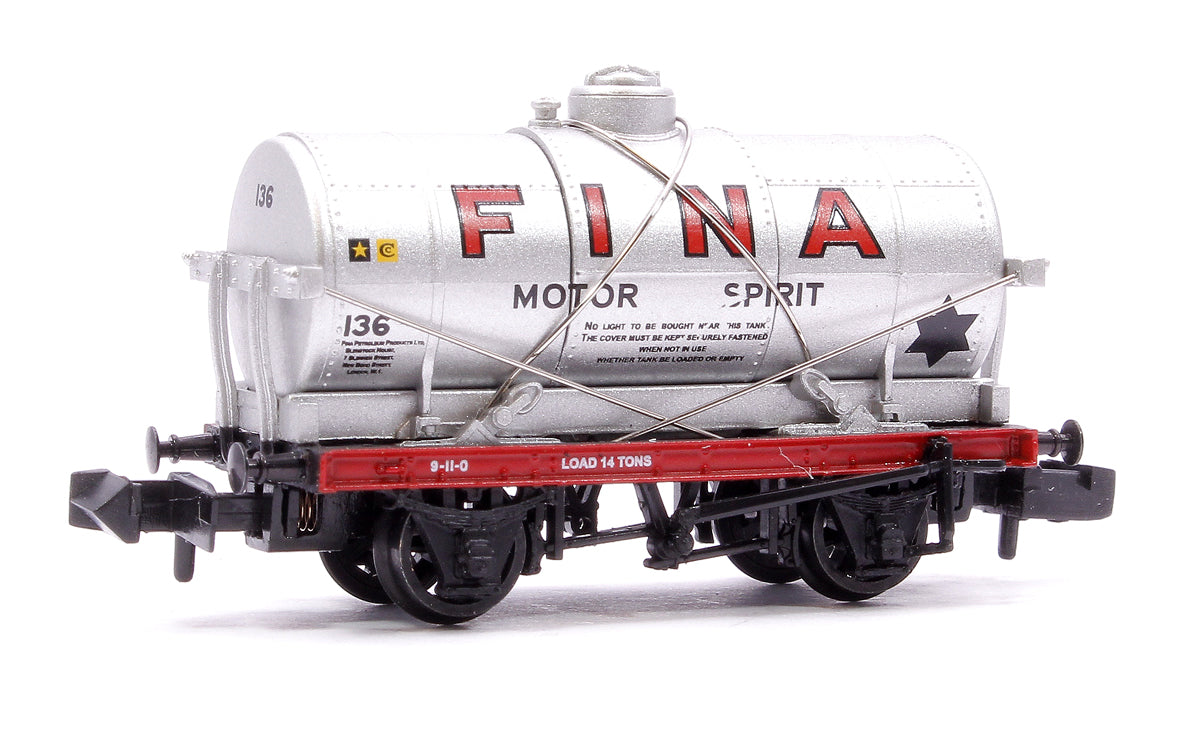 Pre-Owned 373-658A 14T Tank Wagon 'Fina' Silver No. 136
