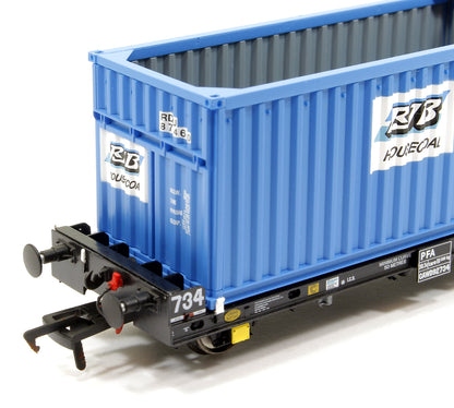 Pre-Owned ACC2090RAIL2 Set of 3 PFA 2 Axle Container Flat Wagons with RJB Coal Containers - Exclusive Edition