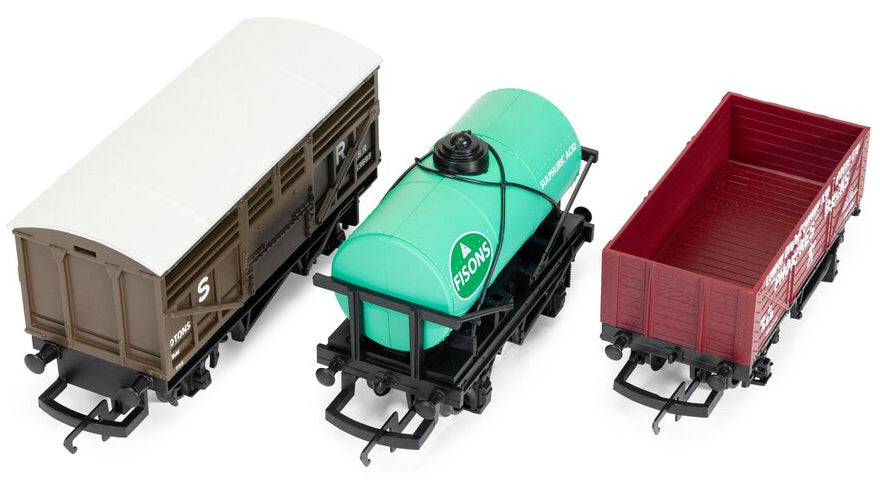 R60353 RailRoad Triple Wagon Pack - Open Wagon, Tank Wagon & Cattle Van