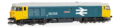 TT3067M Class 50 BR Large Logo Blue '50026' 'Indomitable' Diesel Locomotive