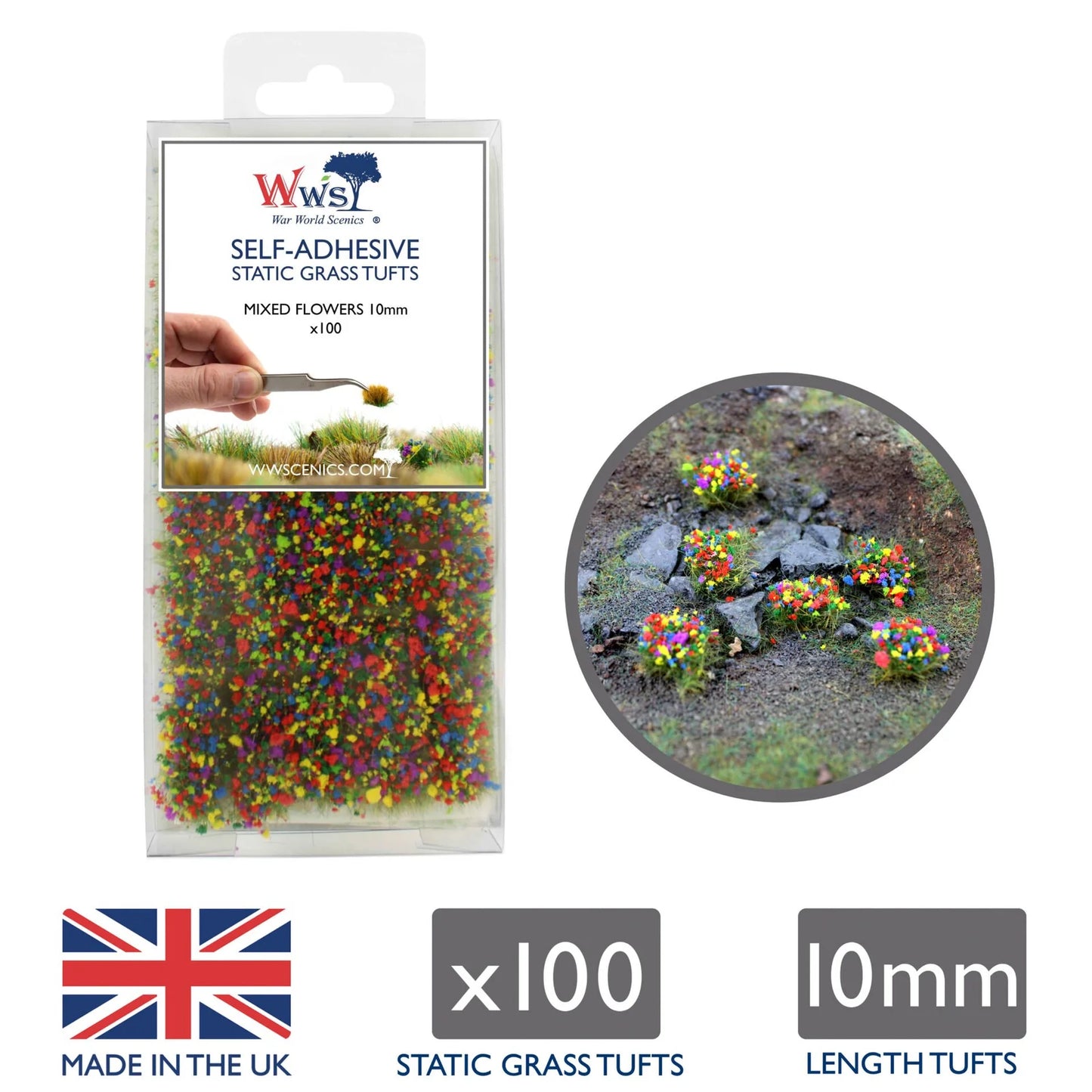 WWS 10mm Mixed Flowers Static Grass Tufts x 100