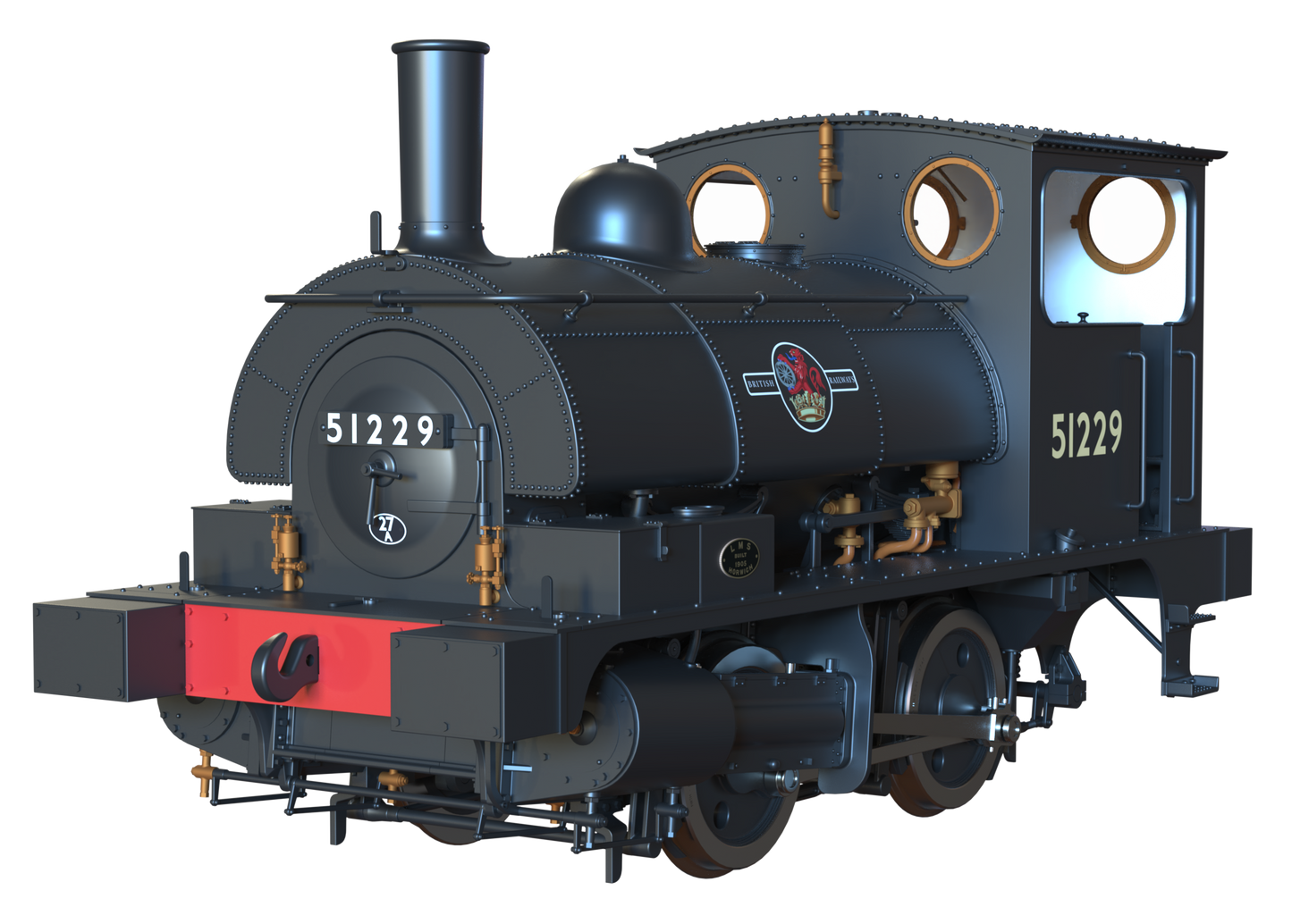 LYR 'Pug' 0-4-0ST 51229 BR Black Late Crests Steam Locomotive - DCC Sound