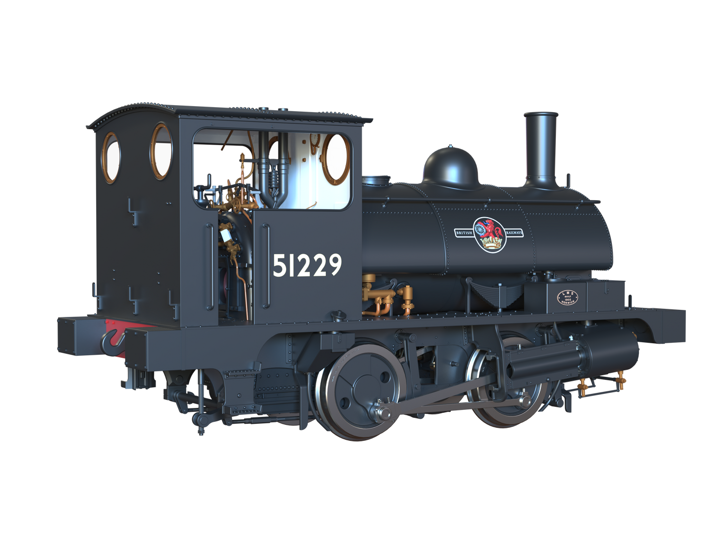 LYR 'Pug' 0-4-0ST 51229 BR Black Late Crests Steam Locomotive - DCC Sound