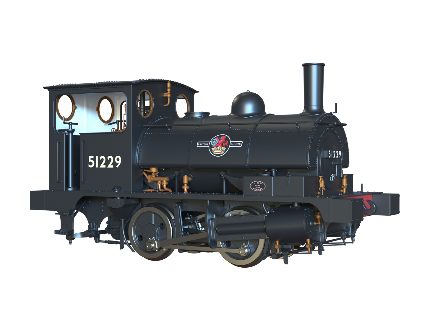 LYR 'Pug' 0-4-0ST 51229 BR Black Late Crests Steam Locomotive - DCC Sound
