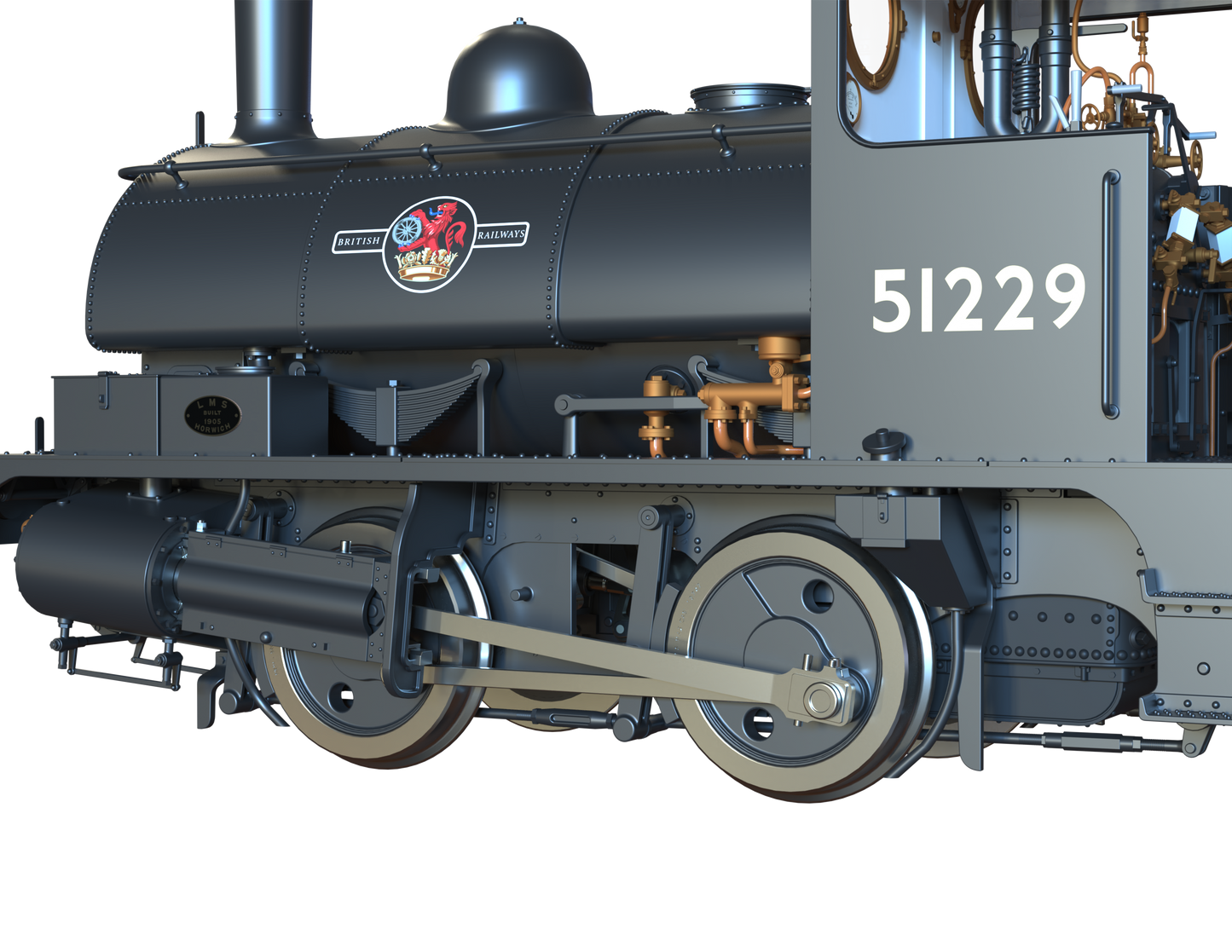 LYR 'Pug' 0-4-0ST 51229 BR Black Late Crests Steam Locomotive - DCC Sound