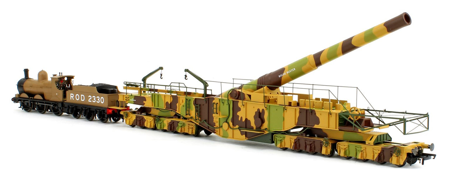 Rail Gun Pack - WWI Boche Buster Camouflage Railgun with ROD 2330 Khaki 0-6-0 Dean Goods Locomotive