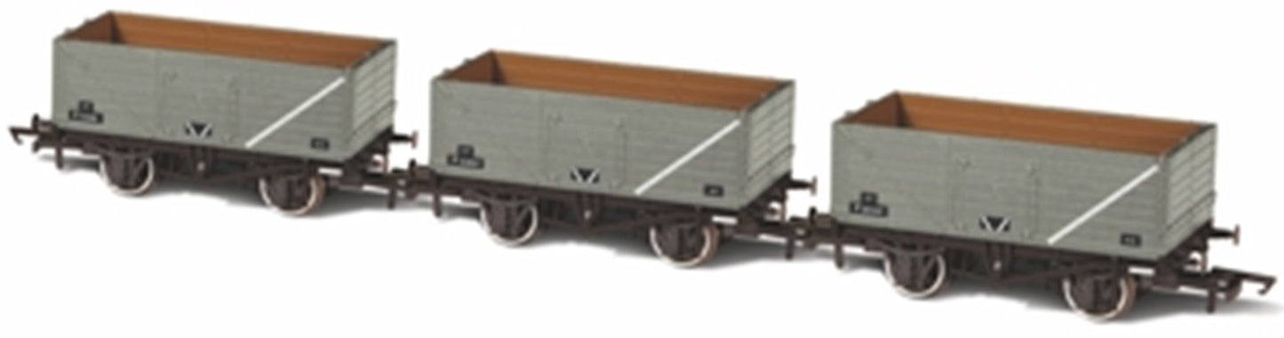 Pre-Owned OR76MW7014 7 Plank Mineral Wagon Set Of 3 - BR Grey