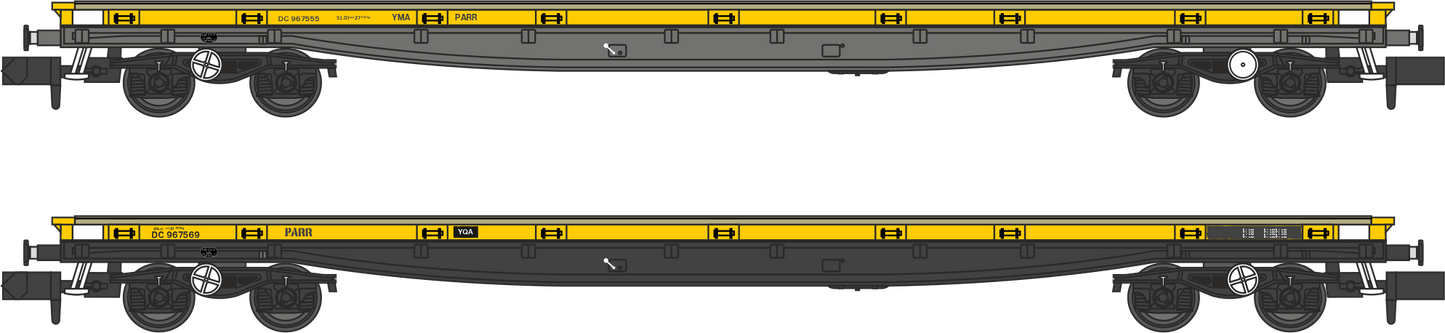 YMA/YQA Parr Departmental Yellow Twin Pack No. DC967555 (grey underframe) DC967569 (black underframe)