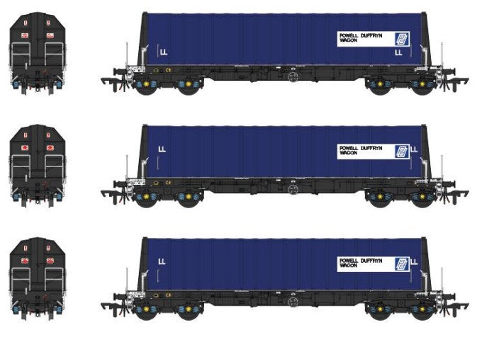 Set of 3 PXA Steel Coil Carrier PD Blue with LL Lettering No.3041/3051/3057 - Weathered