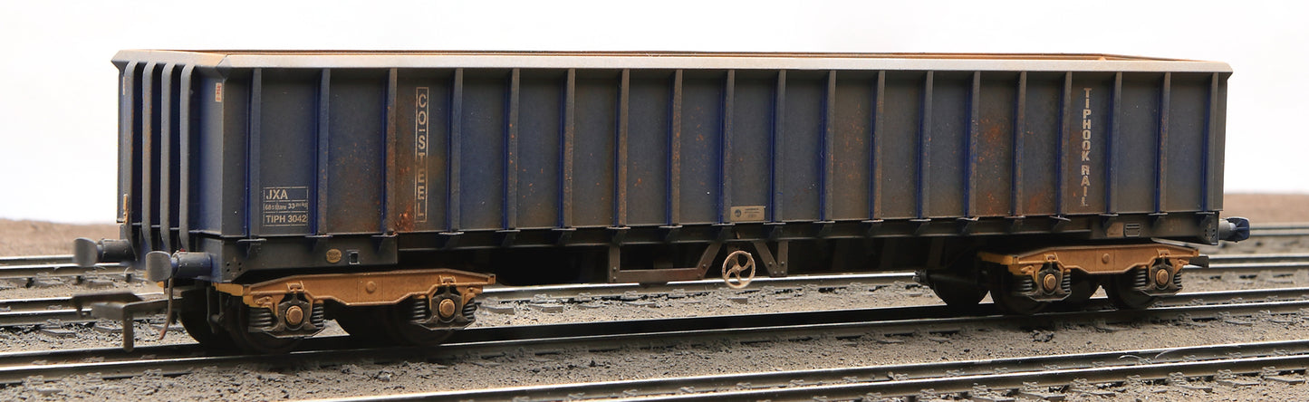 Single JXA Bogie Scrap Wagon TIPH Blue As Converted w/Yellow Band No.3022 - Weathered