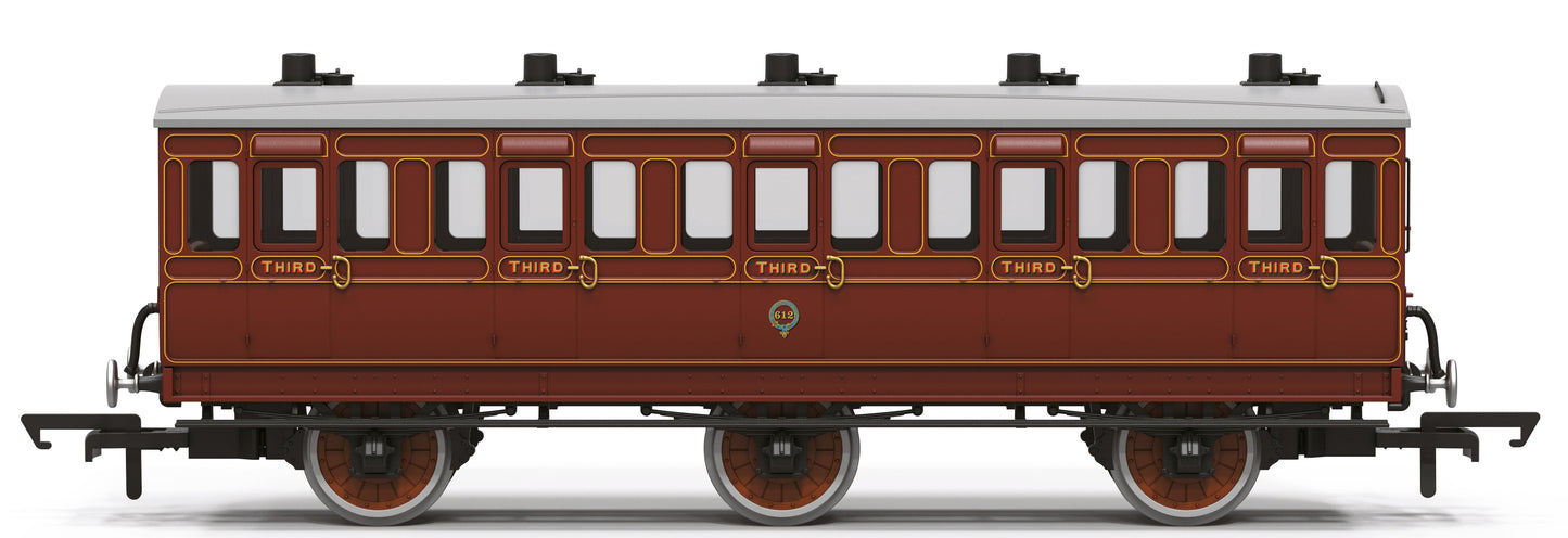 R40539 6 wheel Third Class coach LBSCR Lined Brown 612