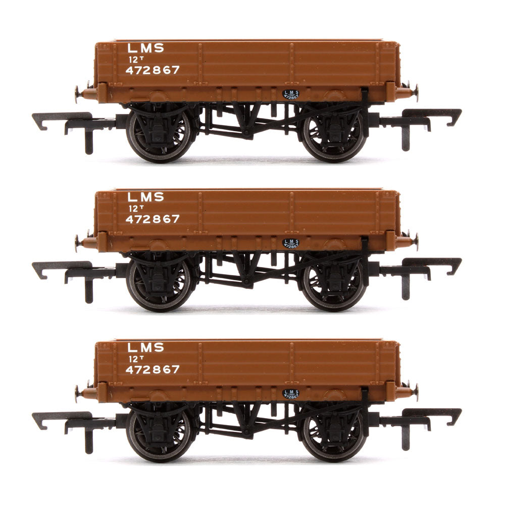 Set of 3 LMS Bauxite 3 Plank Wagons