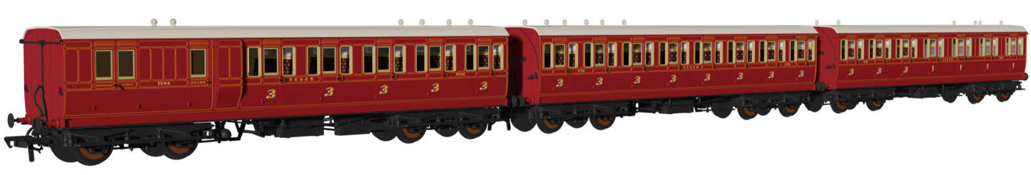 'Evolution' 48' SECR Red Non-Corridor Carriage No.1064, 883 & 1011 Triple Pack