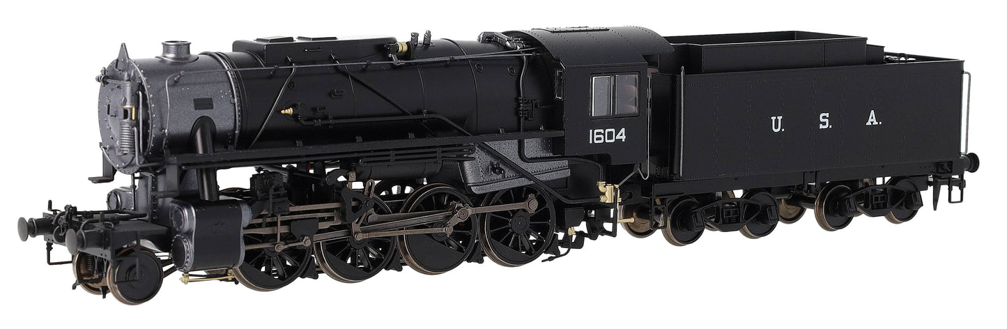 926501 USATC S160 2-8-0 GWR Wartime Black U.S.A on Tender No.1604 Steam Locomotive - DCC Sound