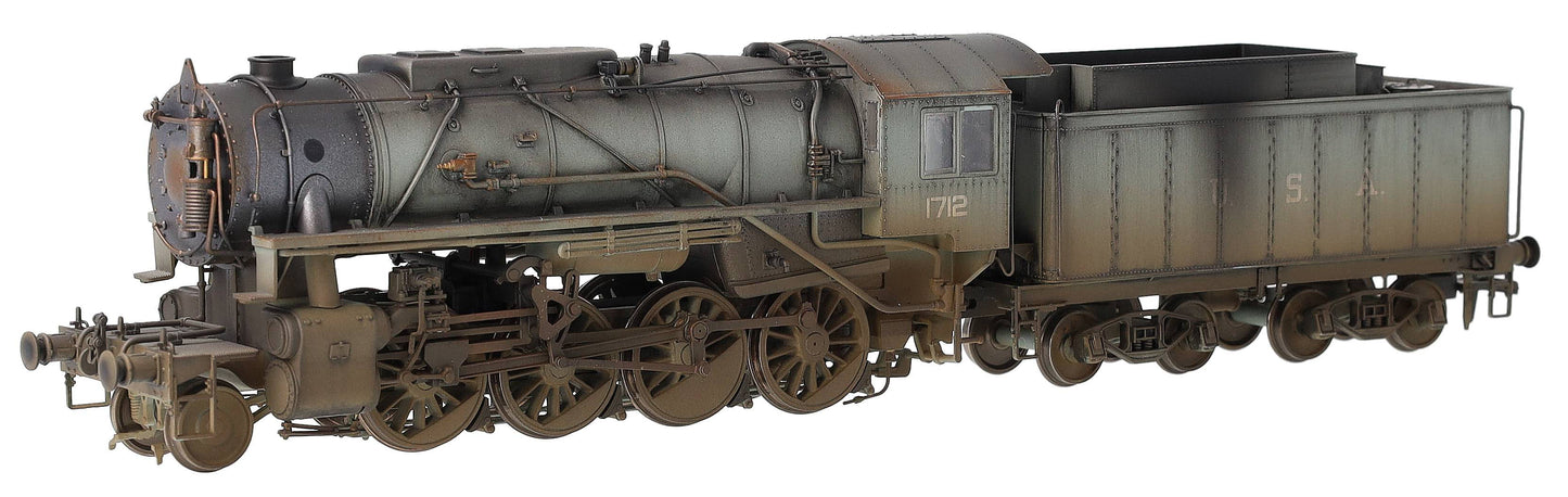 Bespoke Weathered 926003 USATC S160 2-8-0 LNER Wartime Light Grey U.S.A on Tender No.1712 Steam Locomotive - Deluxe Weathered