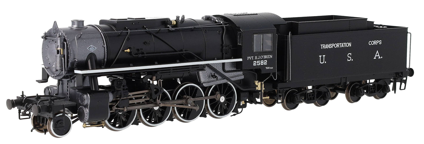 926513 USATC S160 2-8-0 'Pvt. H.J. O’Brien' Black with Transportation Corps U.S.A. on Tender No.2582 Steam Locomotive - DCC Sound