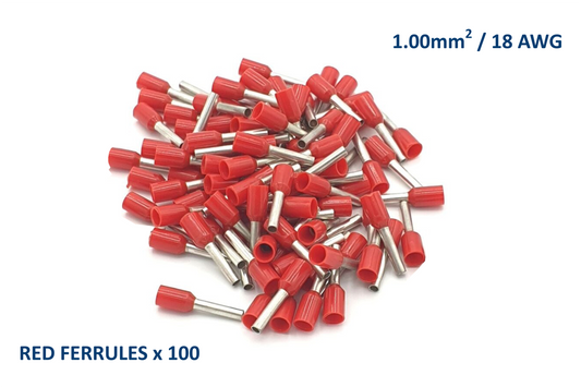 Red Ferrules for 18 AWG ~ 1.00mm SQ wire