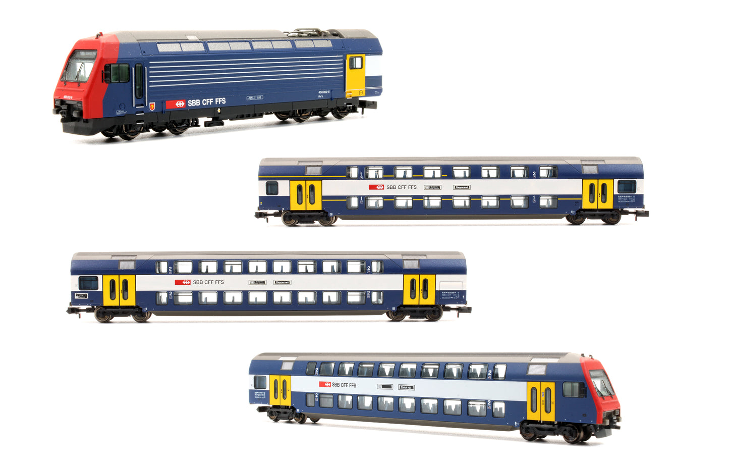 Pre-Owned SBB Re 450 Electric Locomotive with 3 Passenger Cars