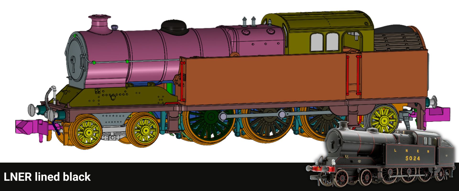 Sonic Models Robinson A5 (GCR Class 9N) 4-6-2 LNER Black (Red Lining ...